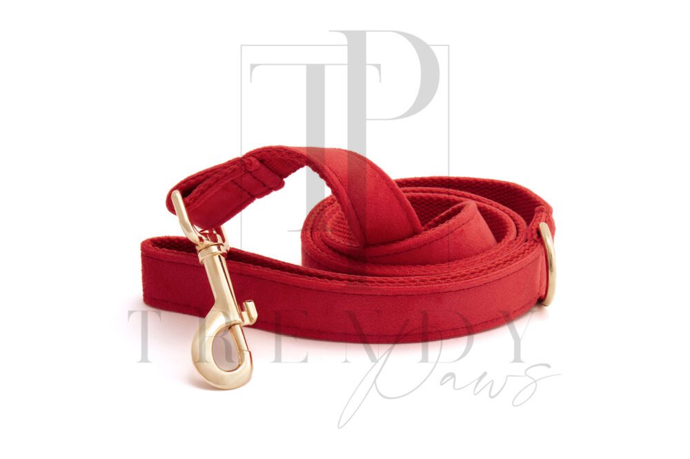 Red velvet dog leashes