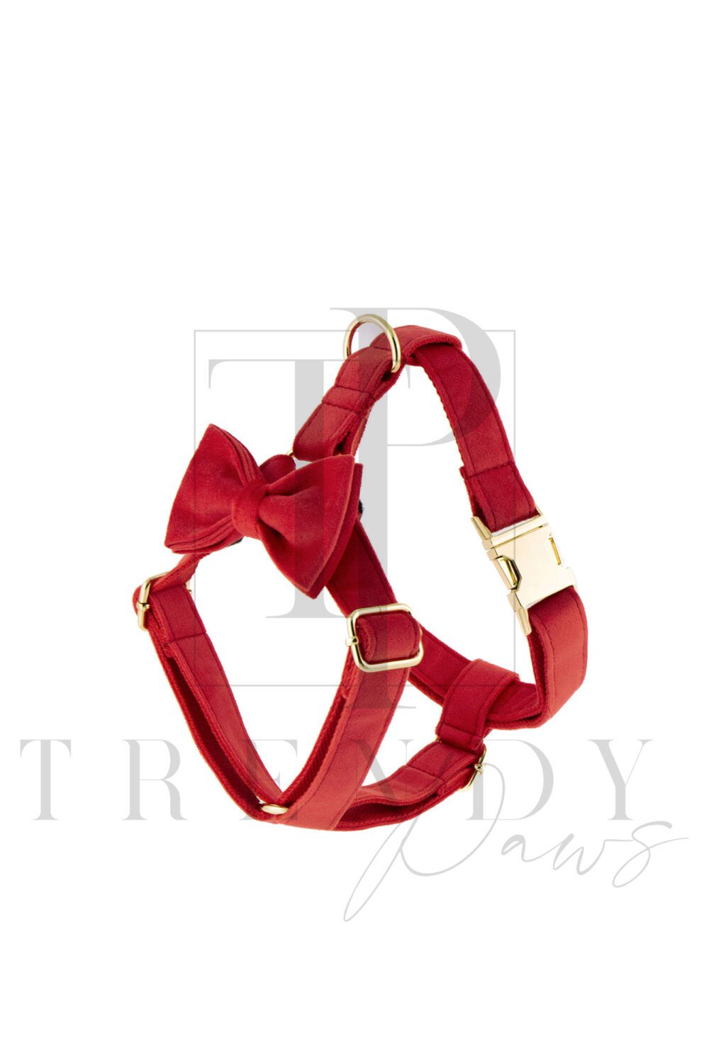 Red velvet soft dog harnesses harness bow ties