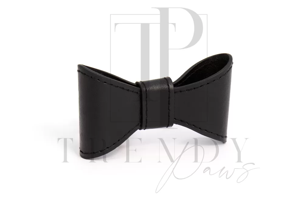 black Pu leather dogs bow ties