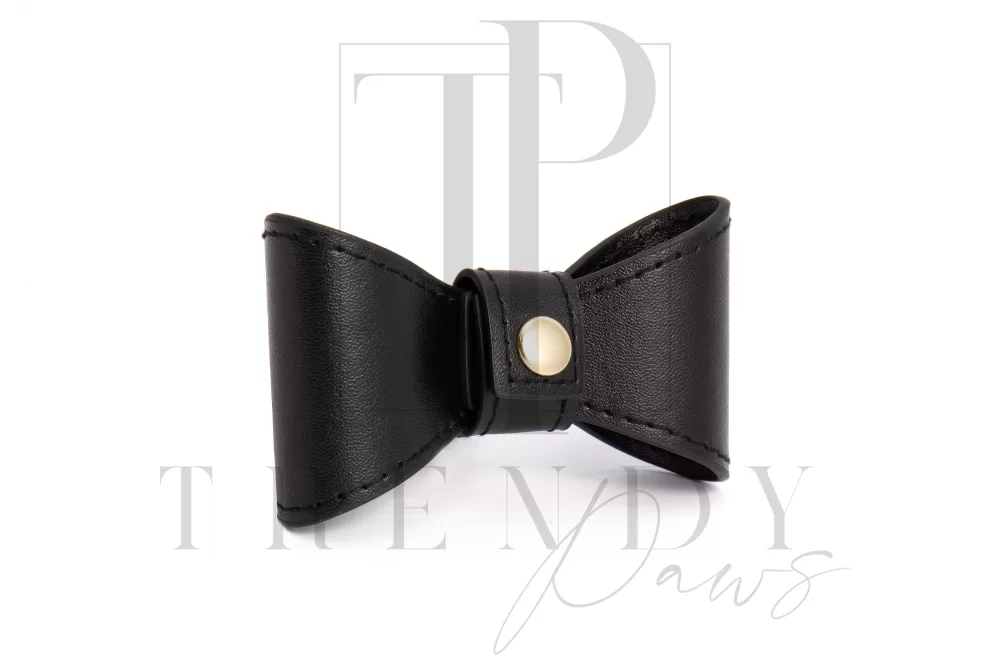 black Pu leather dogs bow ties claps